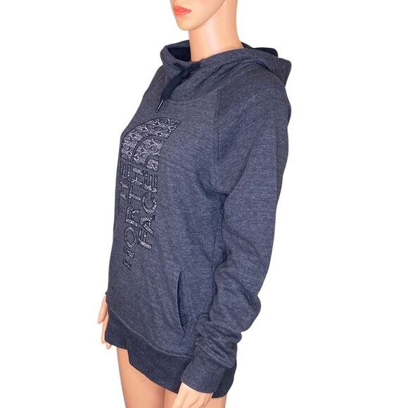 The North Face Gray on Gray Hoodie Womens Size Med Drawstring Hood with Pocket - Picture 2 of 3